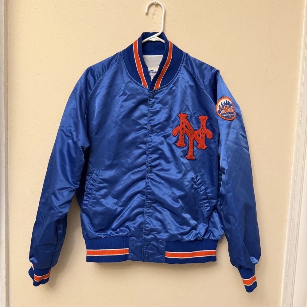 New York Mets Vintage Satin Jacket in Royal Blue & Orange